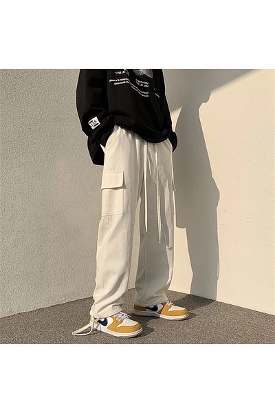weywot Y2k Harajuku Unisex Cargo Pocket White Tracksuit