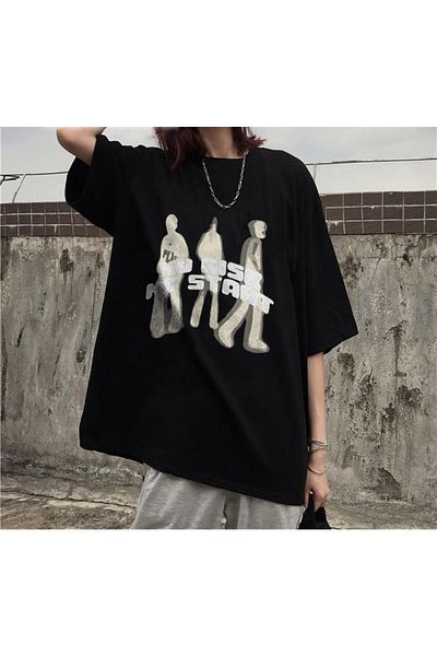 Touz No Rise No Start Printed Μαύρο μπλουζάκι Unisex Oversize