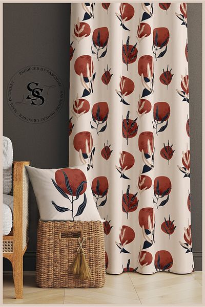 SasoHome Luna Rosie Si Crem Plante Catifea Motivata 140 X 270 Cm Calitate - Cortina de Fundal Imprimata Digital