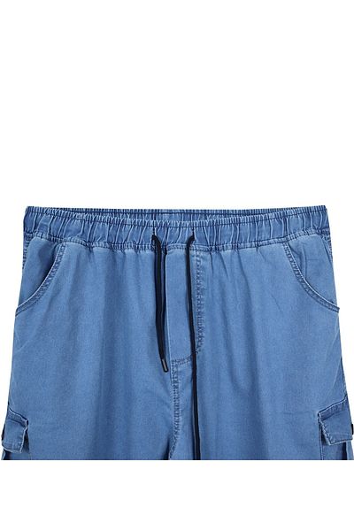 marufshop Large Size Jeans Jogger Pants with Cargo Pockets Light Blue