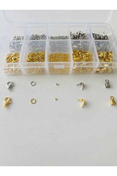 yağmur gökçe Kutulu Metal Set 6 - Altın Ve Gümüş Küpe Kolye Bileklik Yapım Seti Takı Malzemeleri