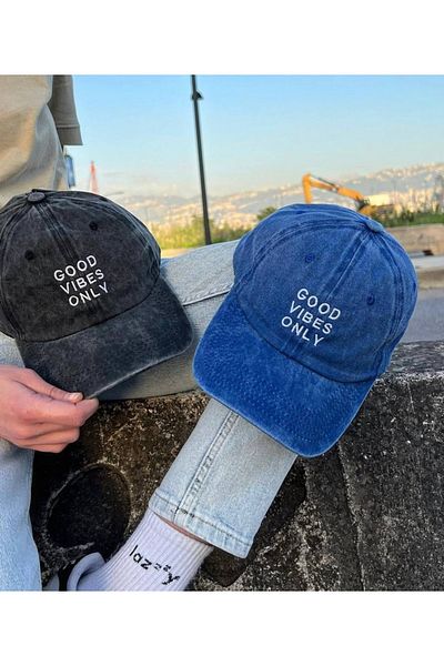 ŞapkaMania Good Vibes Only Patterned Washable Baseball Cap