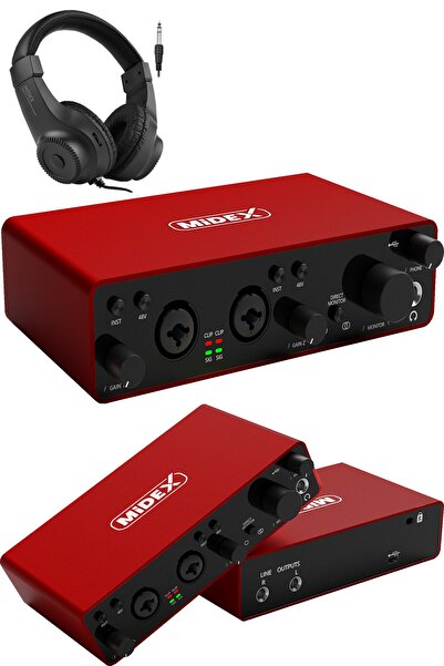 Midex Glx-800rd-h Usb Studio Sound Card 2 Input 2 Output 24bit/192khz (Headphone Cable Included)