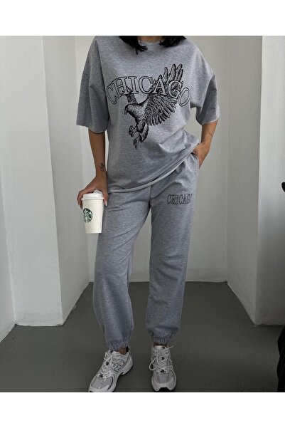 Machetta Large Size Eagle Printed Pocket Lettering Oversize Bottom Top Summer Suit