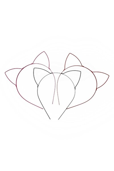 Tezzgelsin Kadın Kız Çocuk Kırmızı Fuşya Siyah Kedi Kulak 3 Lü Saç Tacı