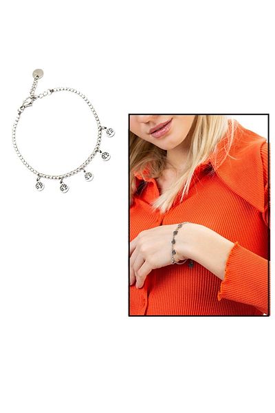 Tesbihane White Zircon Stone Tree of Life Design Silver Color Steel Women's Bracelet