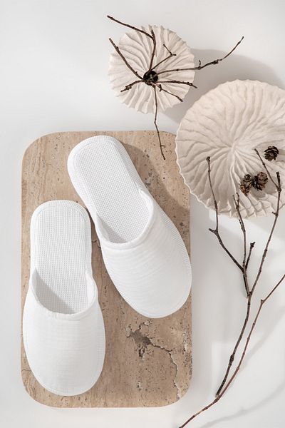 Yataş White Harold Muslin Slippers