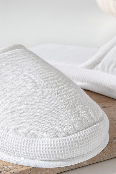 Yataş White Harold Muslin Slippers