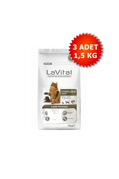 LaVital Lavital Kısır Kuzu Etli Yetişkin Kedi Maması 1.5 Kg X 3 Adet