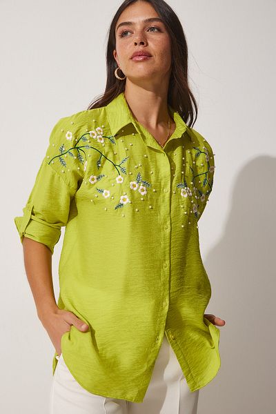Happiness İstanbul Hemd - Grün - Oversized