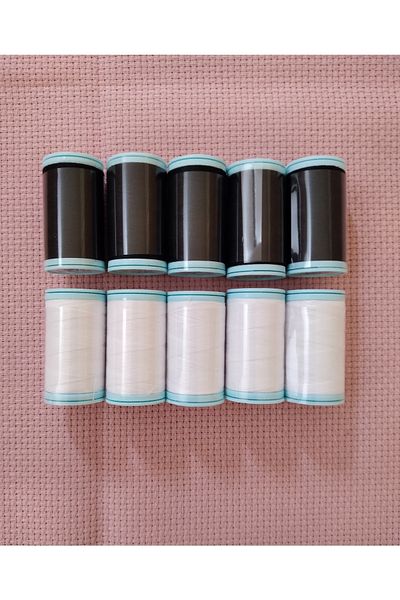 Puppets Sewing Thread 10 Pieces and Box (BLACK AND WHITE)