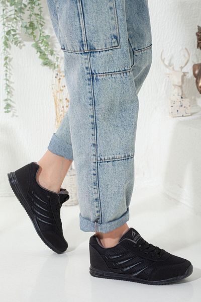 Rona Gifts Unisex, negru, zilnic, confortabil, flexibil, cu talpă moale, pantofi sport ultra ușori, zilnic, cu șireturi