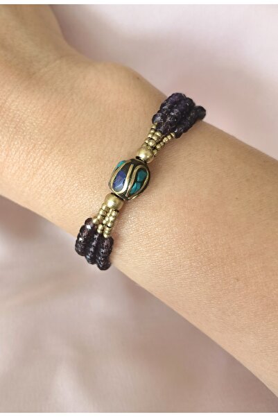 Bylin سوار من حجر الكريستال والنحاس والليلك