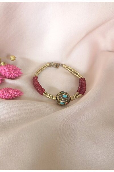 Bylin سوار من النحاس وحجر الكريستال الأحمر