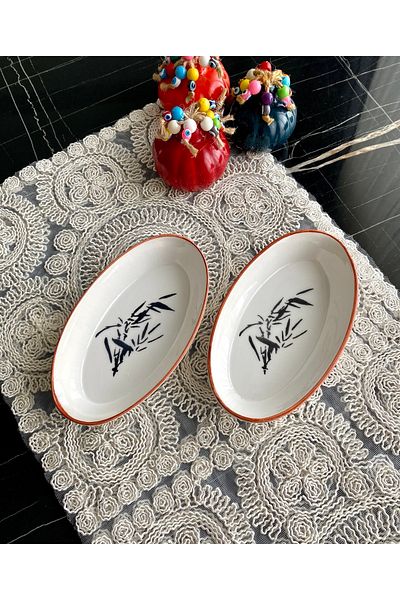 Areyma Olive Branch Model 2-Piece Oval Breakfast Plate