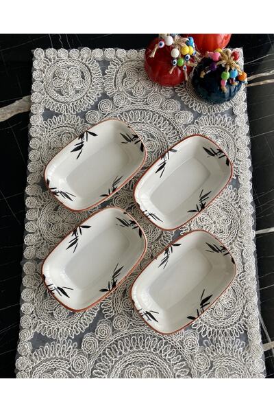 Areyma Zeytindalı Model 4’lü Dikdörtgen Kahvaltı Tabağı