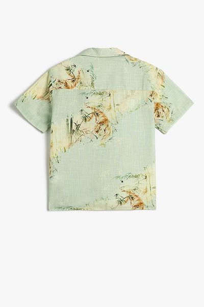 Koton Αγόρι κοντομάνικο πουκάμισο Tiger printed με λεπτομέρεια τσέπης 3skb60164tw