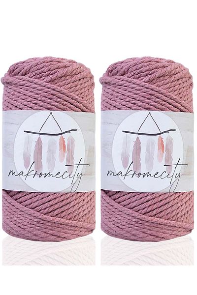 Makromecity Premium 3 Twist Βαμβακερό σχοινί μακραμέ 3mm Three Twist Taranan Σχοινί μακραμέ 500gr (2X250GRAM) Αποξηραμένο τριαντάφυλλο