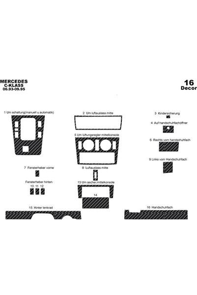meriç cockpit design ميريتش ®   مرسيدس الفئة C غطاء توربيدو أمامي كربون 16 قط...