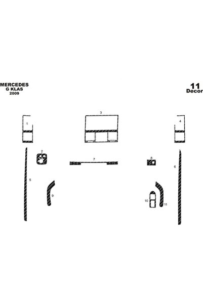 meriç cockpit design ميريتش ®   مرسيدس Gl أمامي توربيدو مطلي أسود لامع 11 قطع...