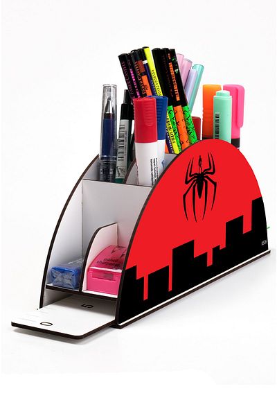 kutuTR Wooden Vip Galaxy Model Rainbow Ruled Desktop Pen Holder Organizer Assembled Boxed