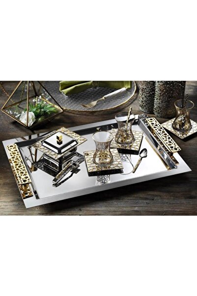 Saray Ottoman طقم فناجين شاي سلجوقية 40 قطعة ذهبي