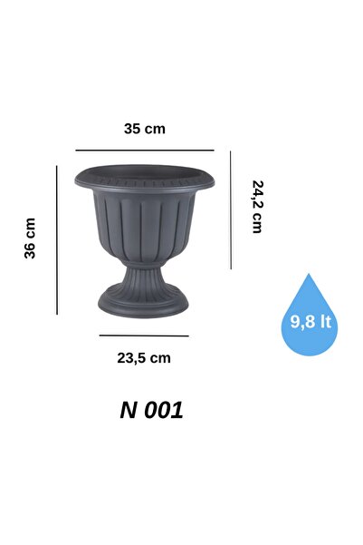 SERİNOVA Nergis Saksı Antrasit 9.8 Lt (n001) (bc)