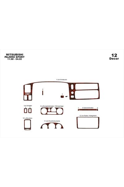meriç cockpit design ميريتش ®   ميتسوبيشي باجيرو سبورت تورسيدو امامي مطلي ماهوجني 12 ص 1998-2002