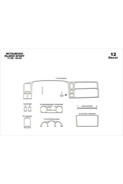 meriç cockpit design ميريك® ميتسوبيشي باجيرو سبورت ميتسوبيشي باجيرو سبورت الأمامية الطوربيد الأمامي ألومنيوم 12 ص. 1998-2002