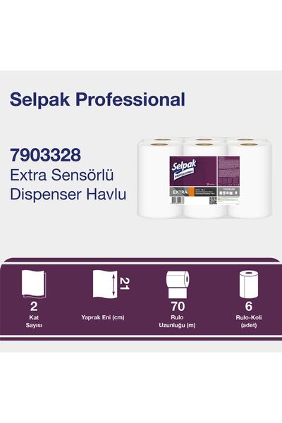 Selpak Professionel Extra Sensörlü Dispenser Rulo Havlu 6'lı 21 cm X 70 Metre