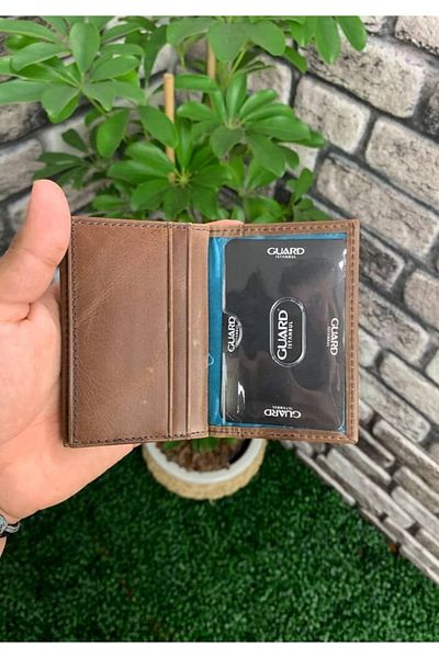 GUARD Suport card antic din piele maro