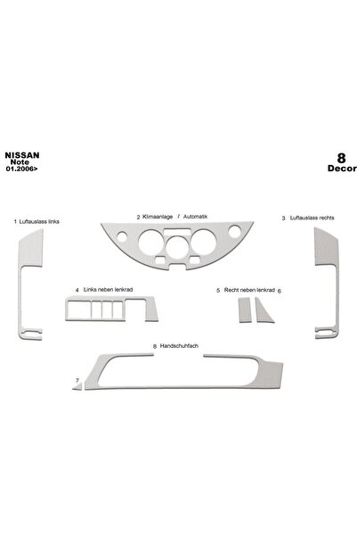 meriç cockpit design ميريتش ®   نيسان نوت توربيه امامي مطلي الومنيوم 8 قطع 20...