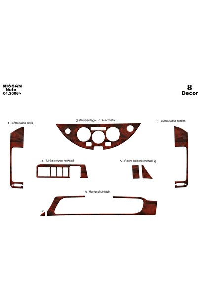 meriç cockpit design ميريتش ®   نيسان نوت توربيدو امامي مطلي ماهوجني 8 قطع 20...
