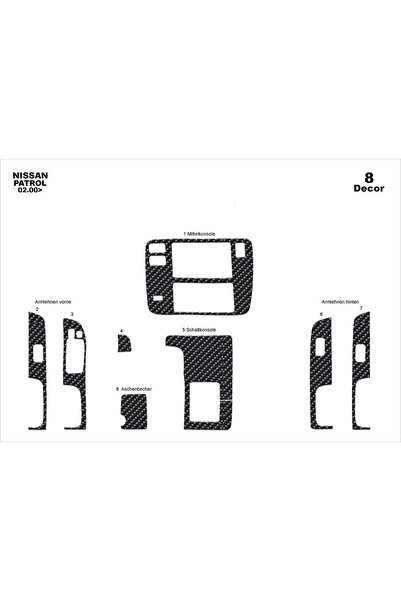 meriç cockpit design ميريتش ®   نيسان باترول توربيدو امامي كربون 8 قطع 2000-2004