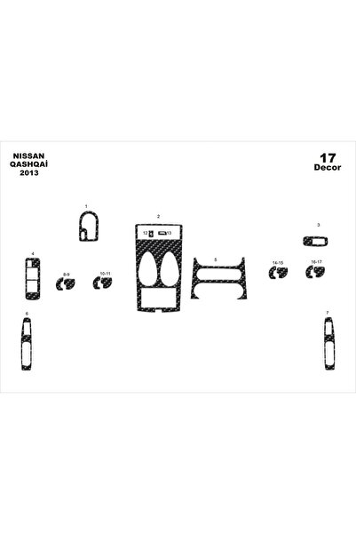 meriç cockpit design ميريتش ®   نيسان قشقاي توريدات أمامية كاربون 17 قطعة 2013-›