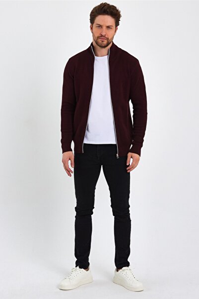 Matte Cologne Zippered Knitwear Cardigan