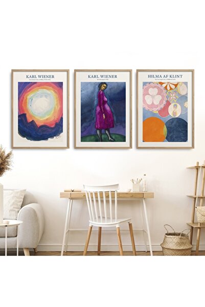 HOMEPACK 3 Piece Framed Painting Hılma Af Klınt, Karl Wıener Classic Works Hpn153