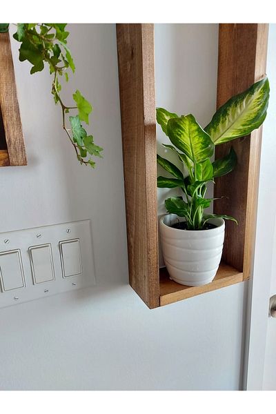 Wooden Factory 2Pcs Tall Wooden Box Wall Decor - Rustic Decor - Plant Decor - Box Shelves (V-Wood-0002)