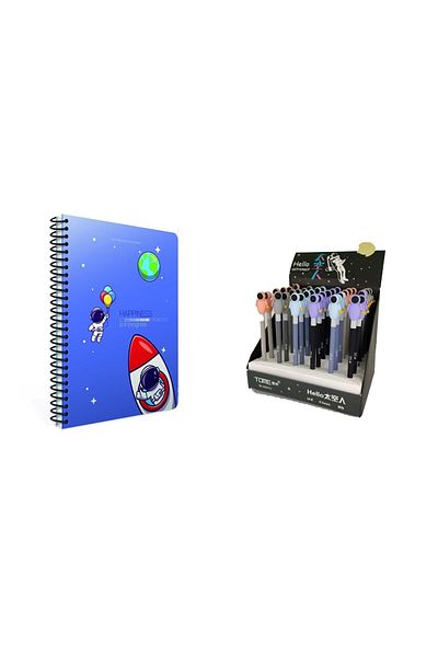 Gıpta Happiness Spiral Cardboard Cover A5 80 Sheets Lined Notebook and 1 Astranot Pen