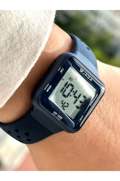 Jaga Dark Blue Silicone Band, Waterproof, (SUITABLE FOR POOL, SEA USE) Digital Sports Wristwatch