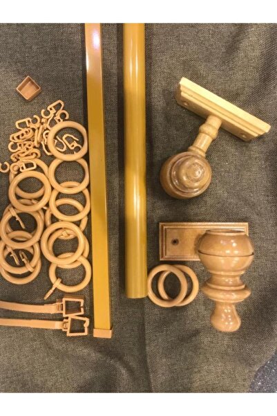 özdeğer home Ρουστίκ κρεμάστρα κουρτινών με μονή ράγα από δρυς 100 εκ. με δαχτυλίδια