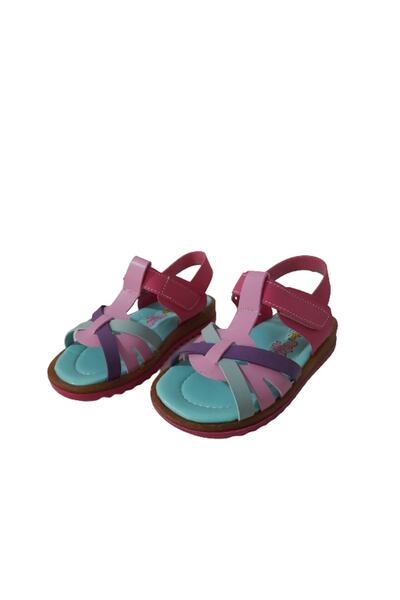Şirin Bebe Sandale ortopedice cu velcro cu talpă anti-alunecare roz-liliac pentru fete