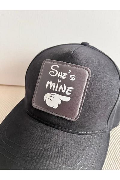 CosmoOutlet She's Mine Adjustable Unisex Black Hat with Removable Logo