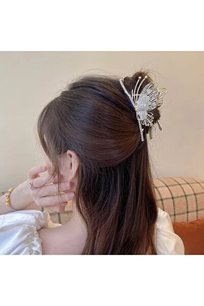 GÜLPEŞE Cataramă fluture din metal cu pietre aurii