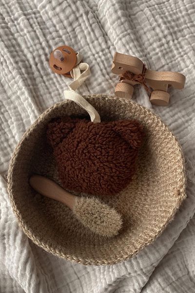 vivimade Teddy Bear Pacifier Strap Brown