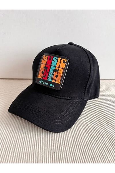 CosmoOutlet Music On Adjustable Unisex Black Hat with Removable Logo