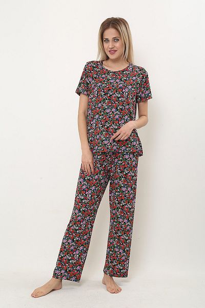 ÇAĞ MODA Set de pijamale de damă cu mânecă scurtă, tricotată din viscoză