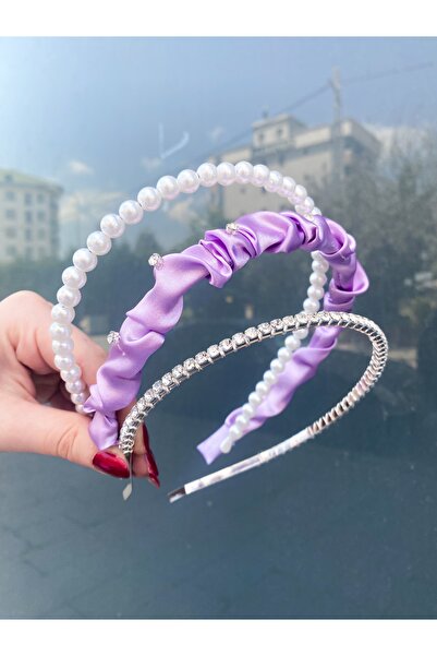 CSR AKSESUAR طقم تاج من اللؤلؤ الساتان والحجر