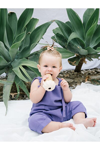 Unisex Bebek Ve Çocuk Mor Şile Bezi Tulum