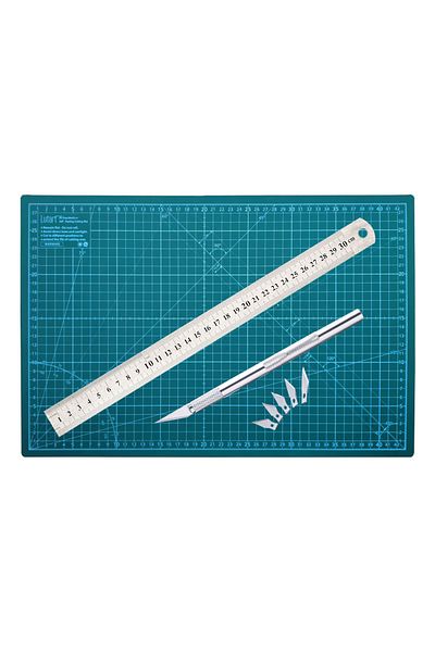 ACUTO Acuto Double Sided Cutting Pad A3 Cutting Mat Creator Knife 5 Spare Steel Ruler 30cm A3 Cutting Set